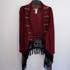 Aztec cardigan with fringe